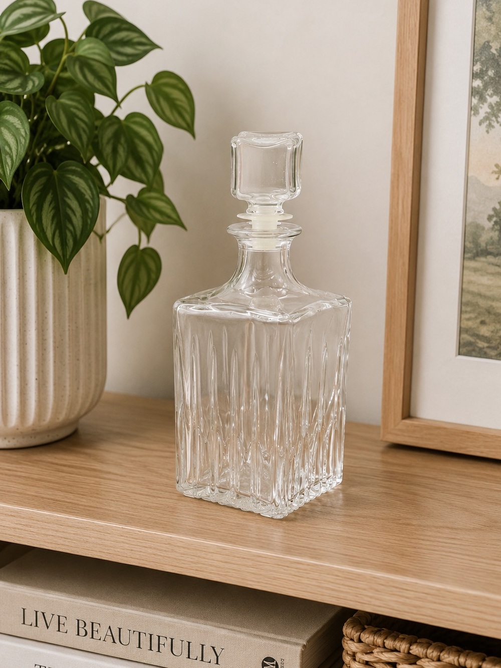 Italian Glass Decanter Bottle Stopper Vintage Barware Made‎ in Italy Homeware